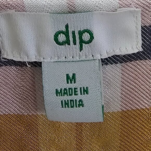 Pink Yellow Plaid Button Down Midi Shirt Dress Tunic Preppy Boho M - Picture 11 of 13